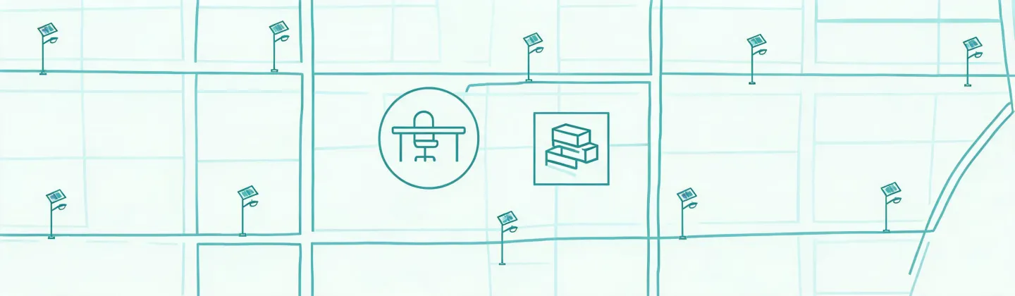 Schreder specification and distribution office map illustration