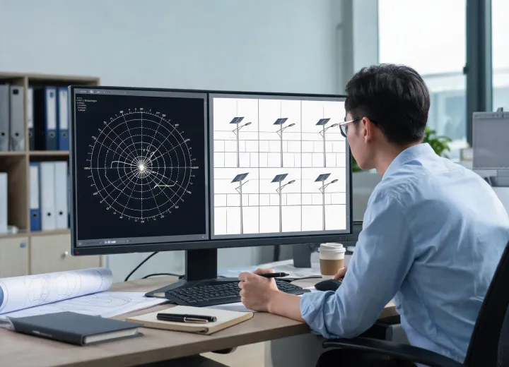Lighting engineer reviewing roadway photometric layout